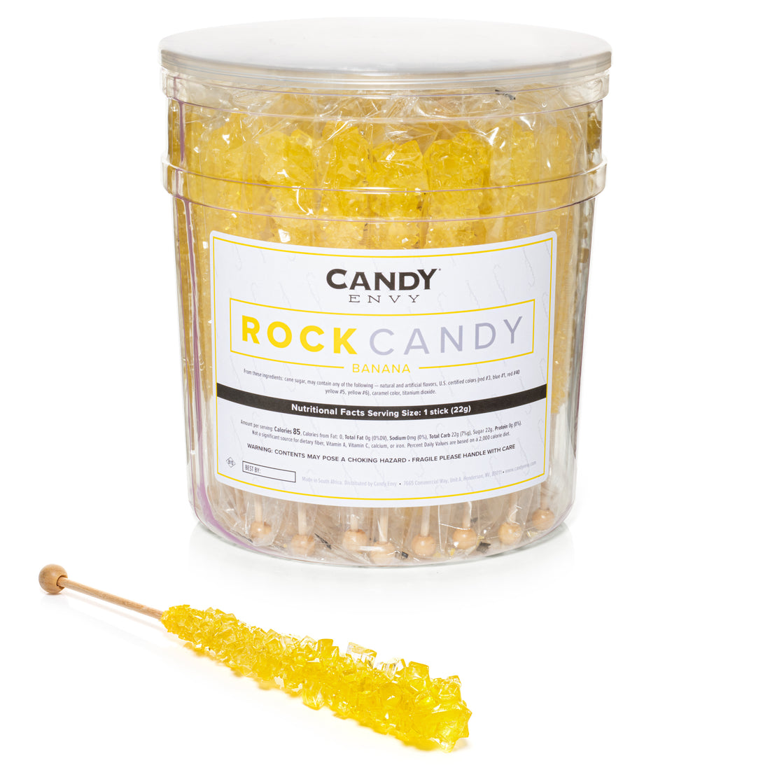Yellow Rock Candy Sugar Sticks - Lemon Flavor
