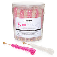 Light Pink and White Rock Candy Sugar Sticks - Cherry and Original Sugar Flavors