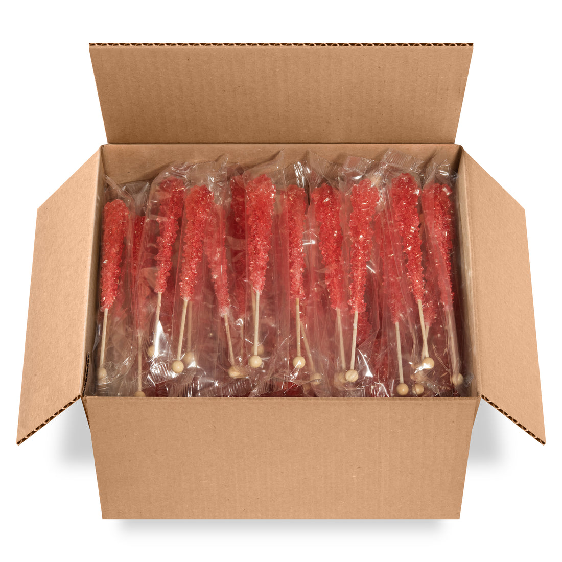 Red Rock Candy Crystal Sticks - Strawberry Flavor