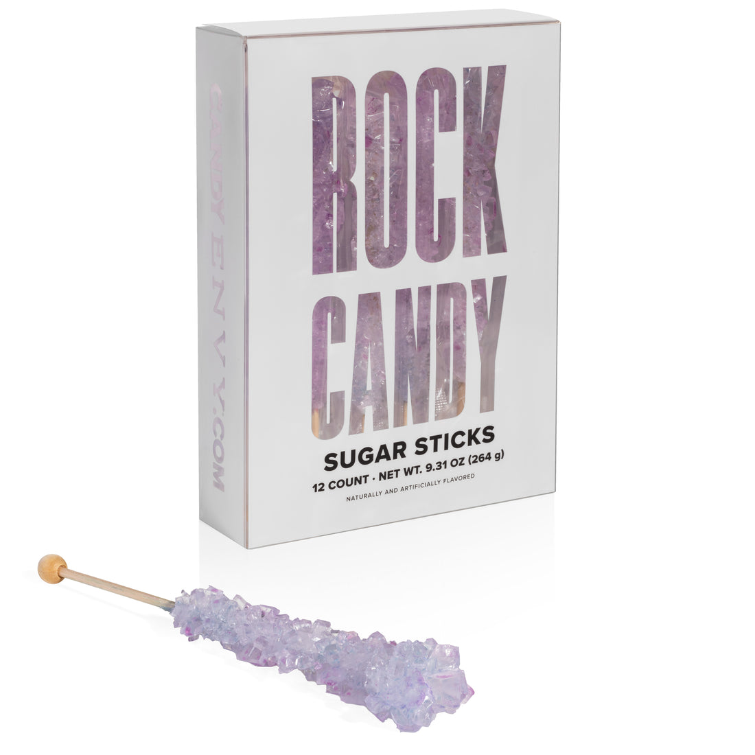 Iridescent Lavender Rock Candy Sugar Sticks - Tutti Frutti Flavor