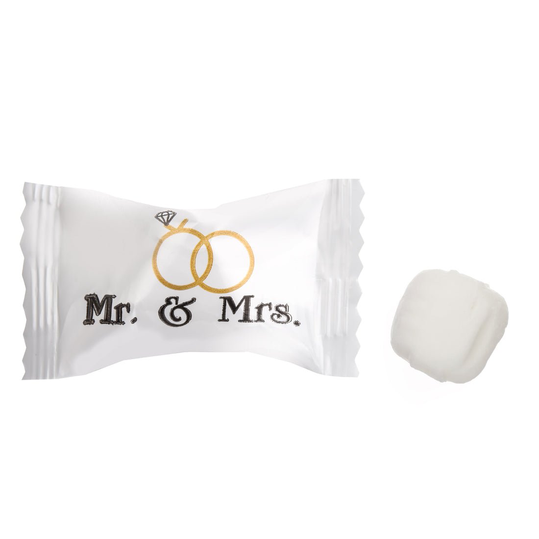 'Mr. & Mrs.' with Gold Ring Accent Wedding Buttermints