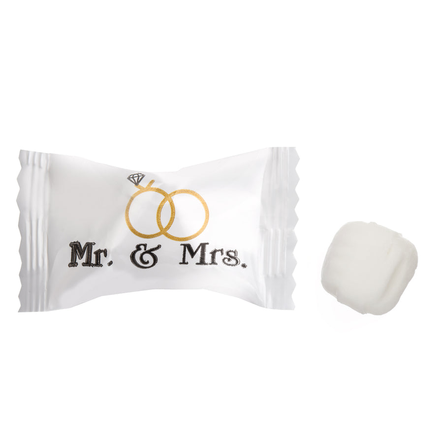 'Mr. & Mrs.' with Gold Ring Accent Wedding Buttermints