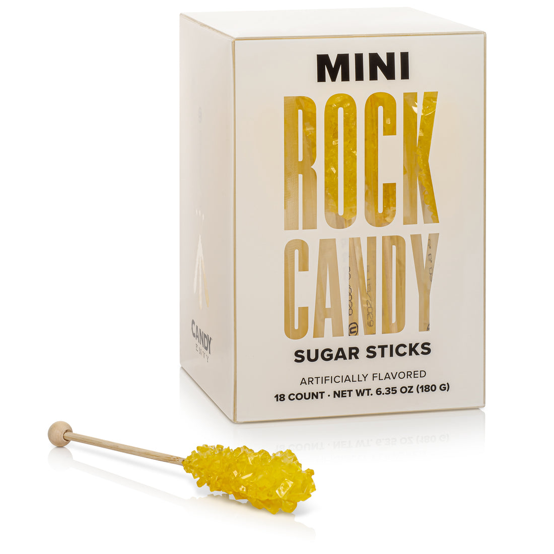 Yellow Mini Rock Candy Sugar Sticks - Lemon Flavor