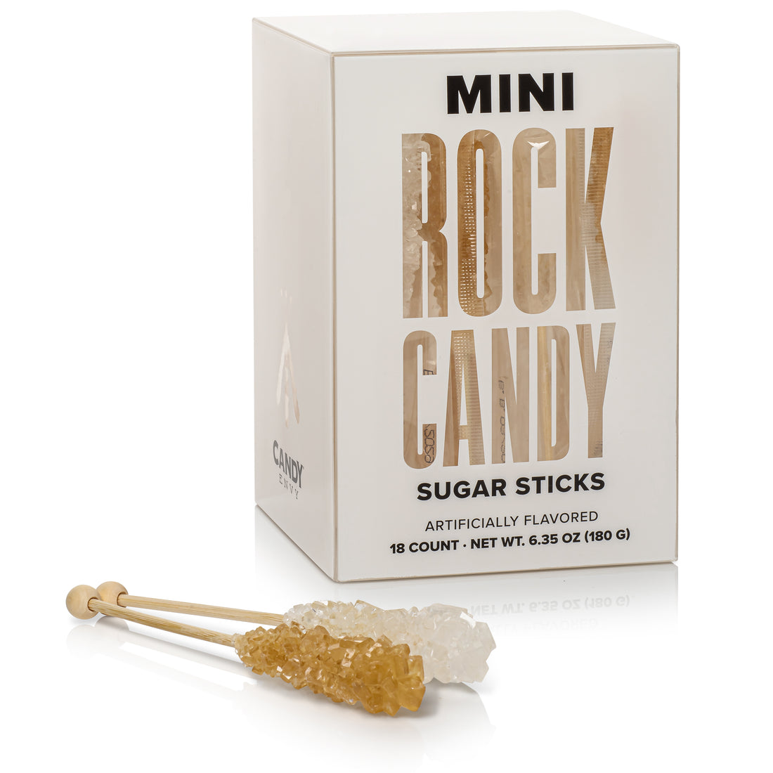 Amber and White Mini Rock Candy Sugar Sticks - Original Sugar Flavor