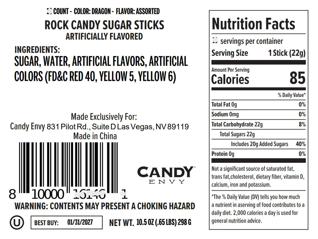 Dragon's Breath Rock Candy Sugar Sticks