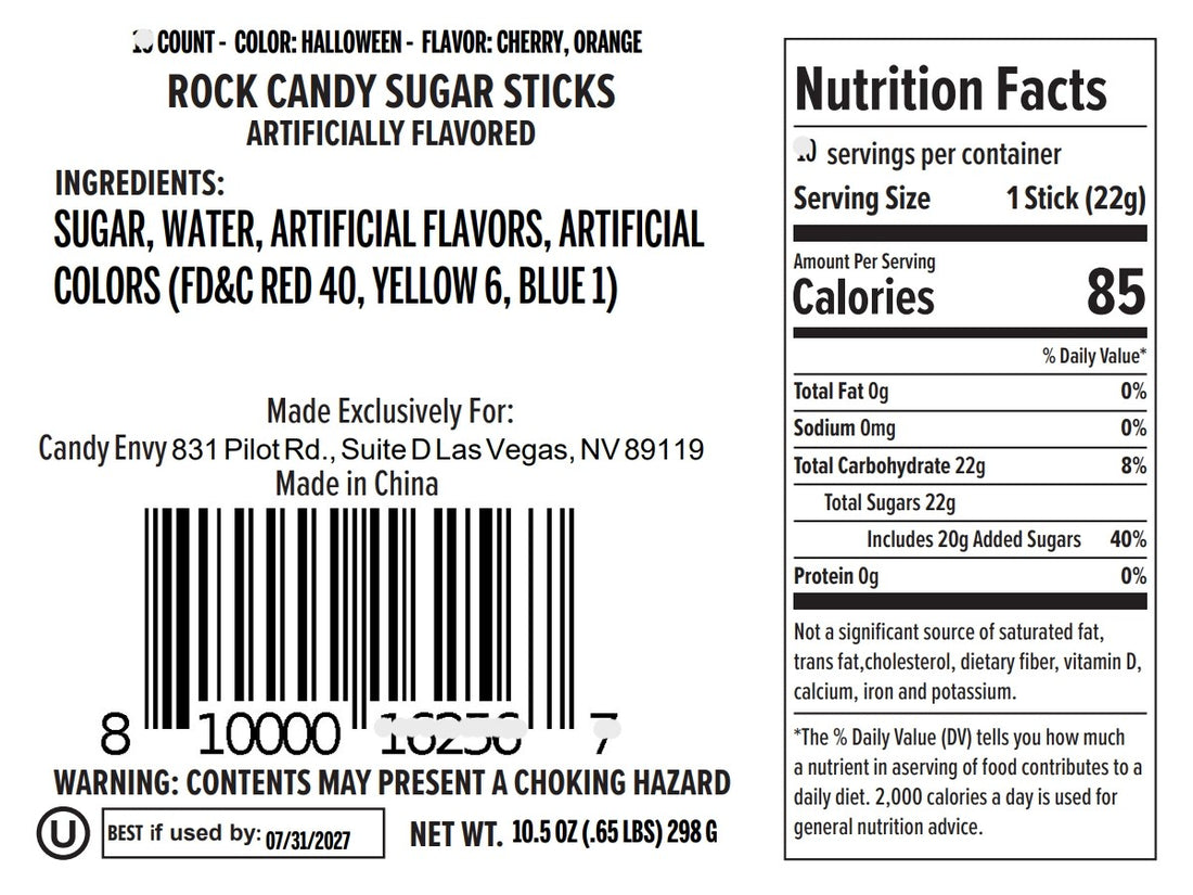 Halloween Rock Candy Sugar Sticks