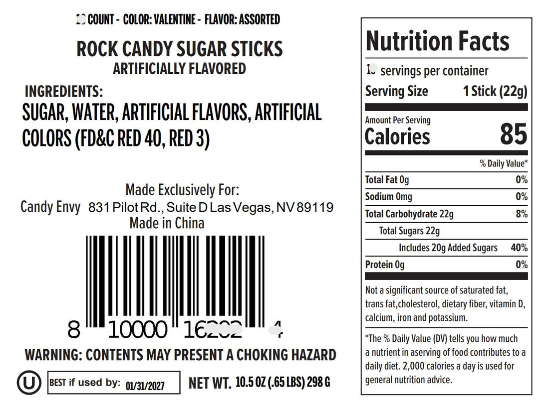 Valentine's Day Rock Candy Crystal Sticks