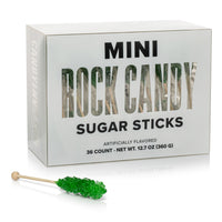 Green Mini Rock Candy Sugar Sticks - Lime Flavor