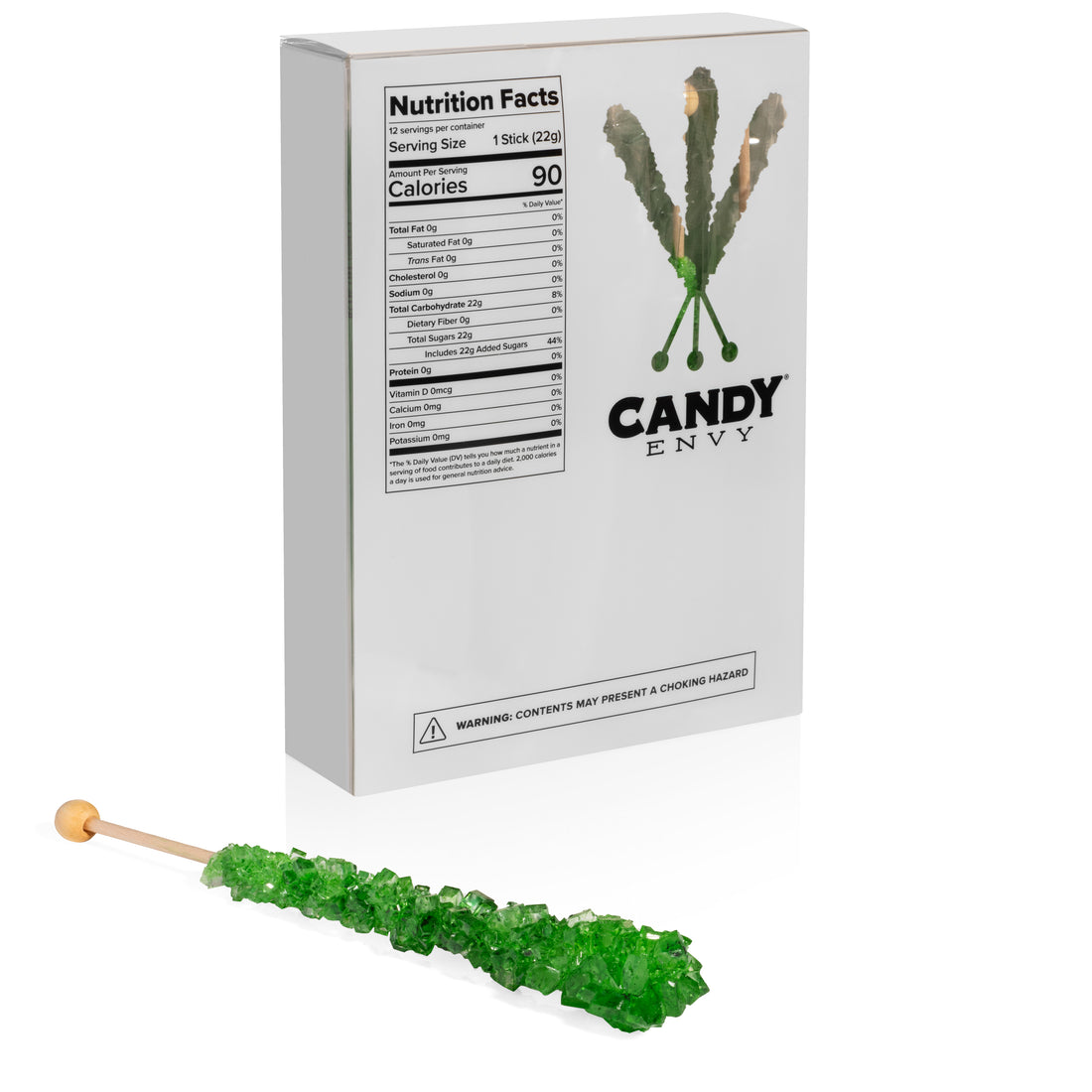 Green Rock Candy Sugar Sticks - Green Apple Flavor