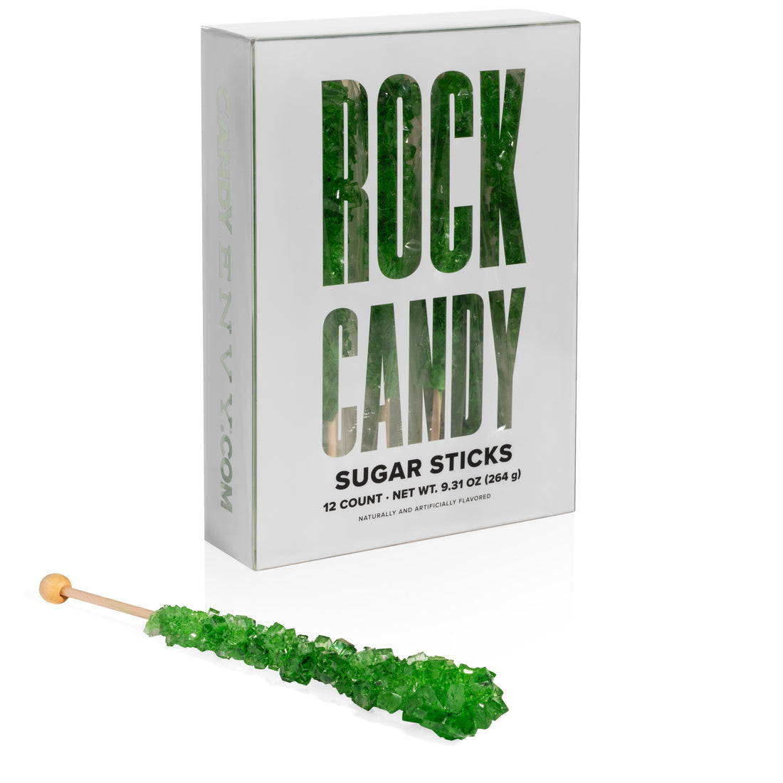 Green Rock Candy Sugar Sticks - Green Apple Flavor