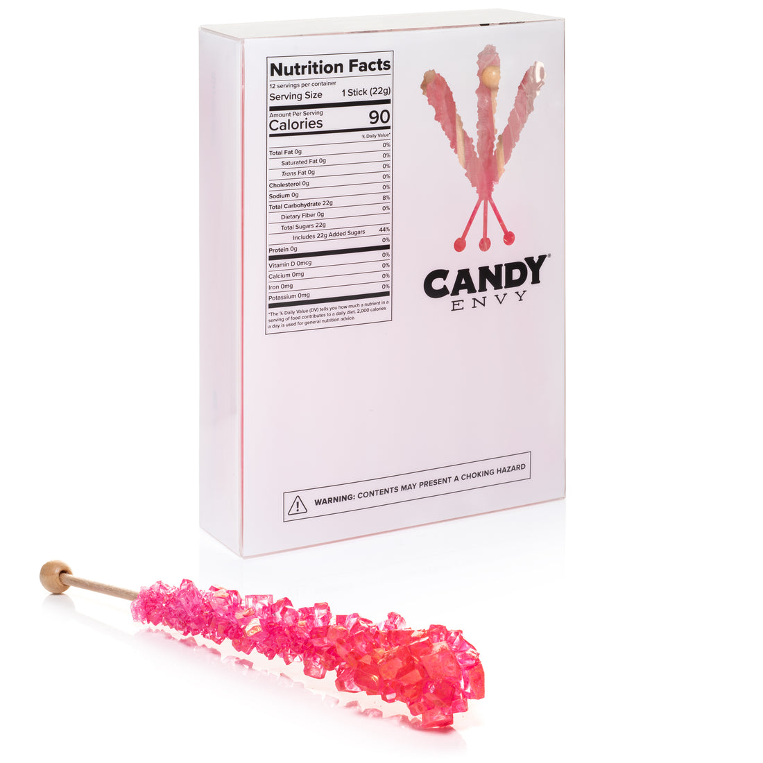Pink Rock Candy Sugar Sticks - Cherry Flavor