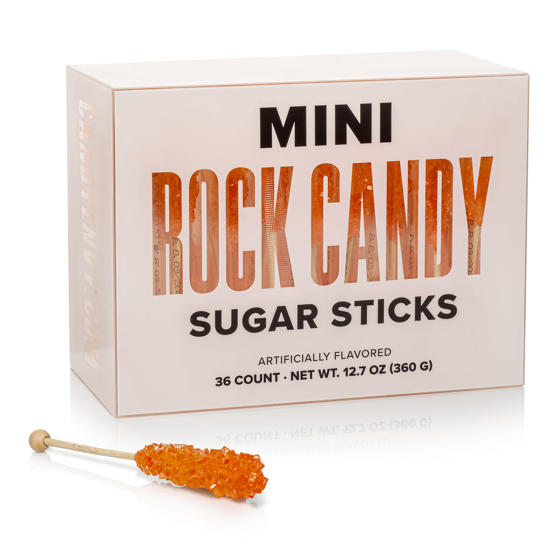 Orange Mini Rock Candy Sugar Sticks - Orange Flavor