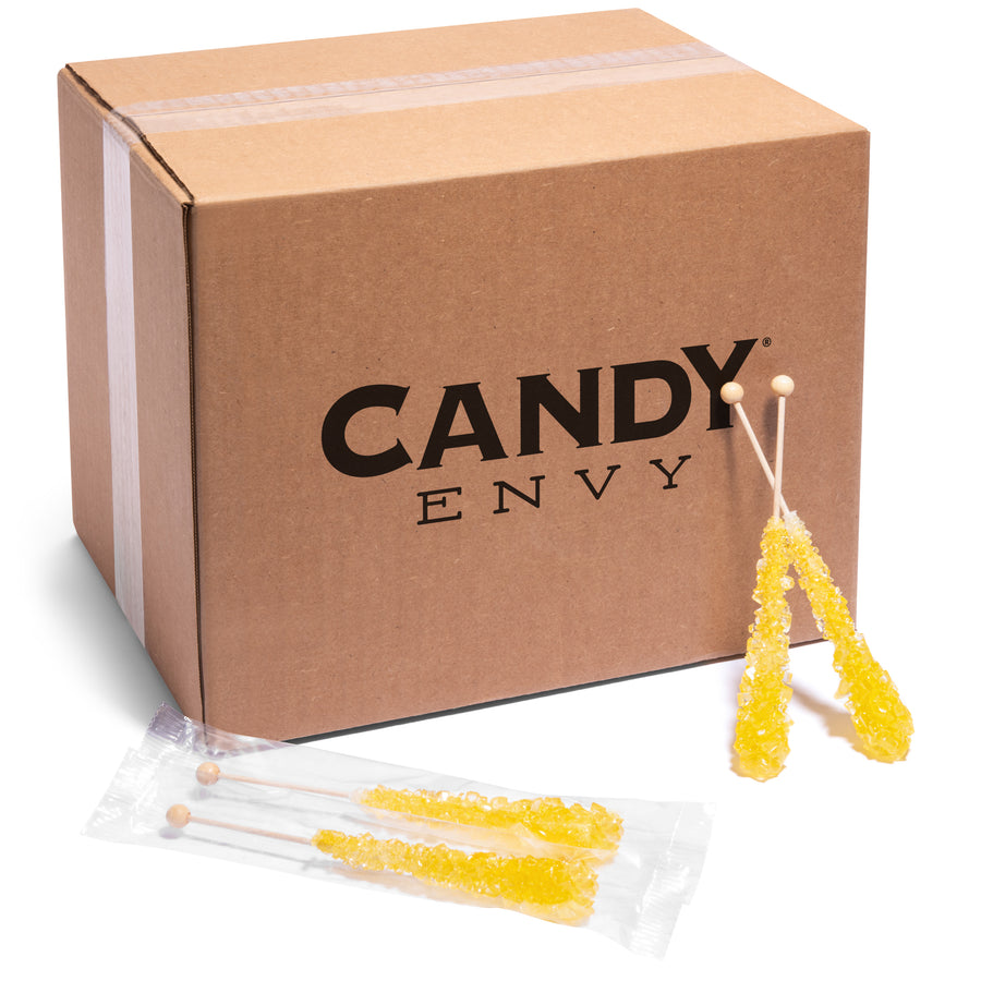 Yellow Rock Candy Sugar Sticks - Banana Flavor