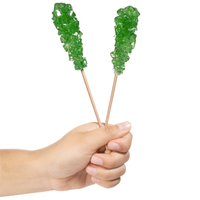 Green Mini Rock Candy Sugar Sticks - Lime Flavor
