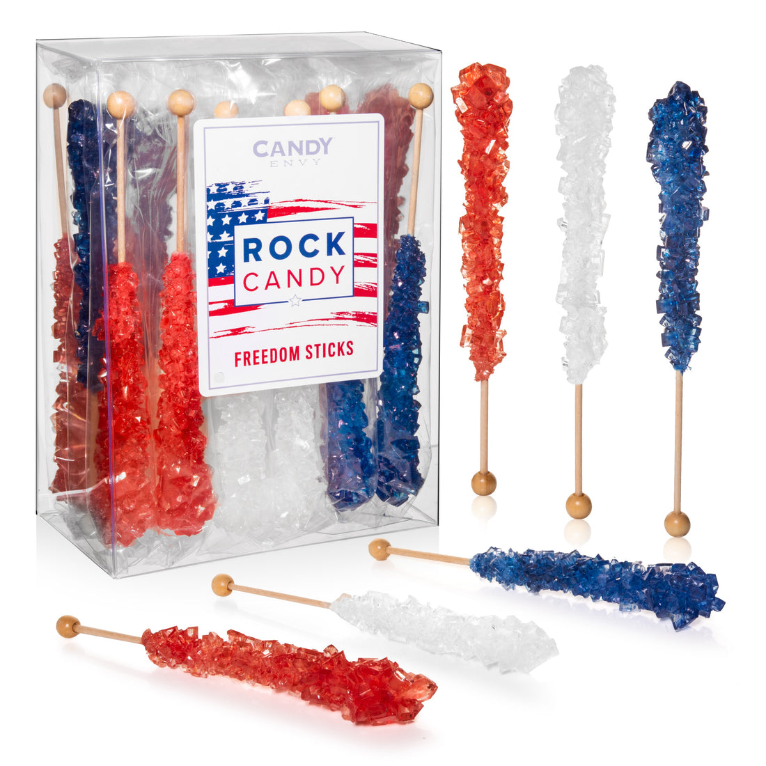 Patriotic USA Rock Candy Sugar Sticks