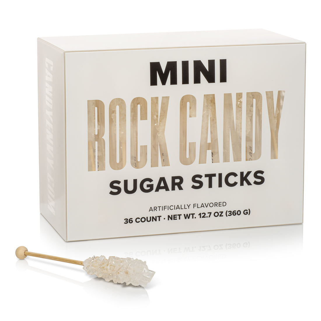 White Mini Rock Candy Sugar Sticks - Original Sugar Flavor