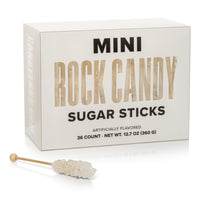White Mini Rock Candy Sugar Sticks - Original Sugar Flavor