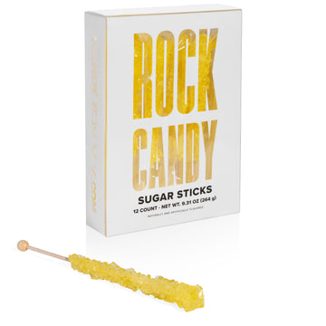 Yellow Rock Candy Sugar Sticks - Lemon Flavor