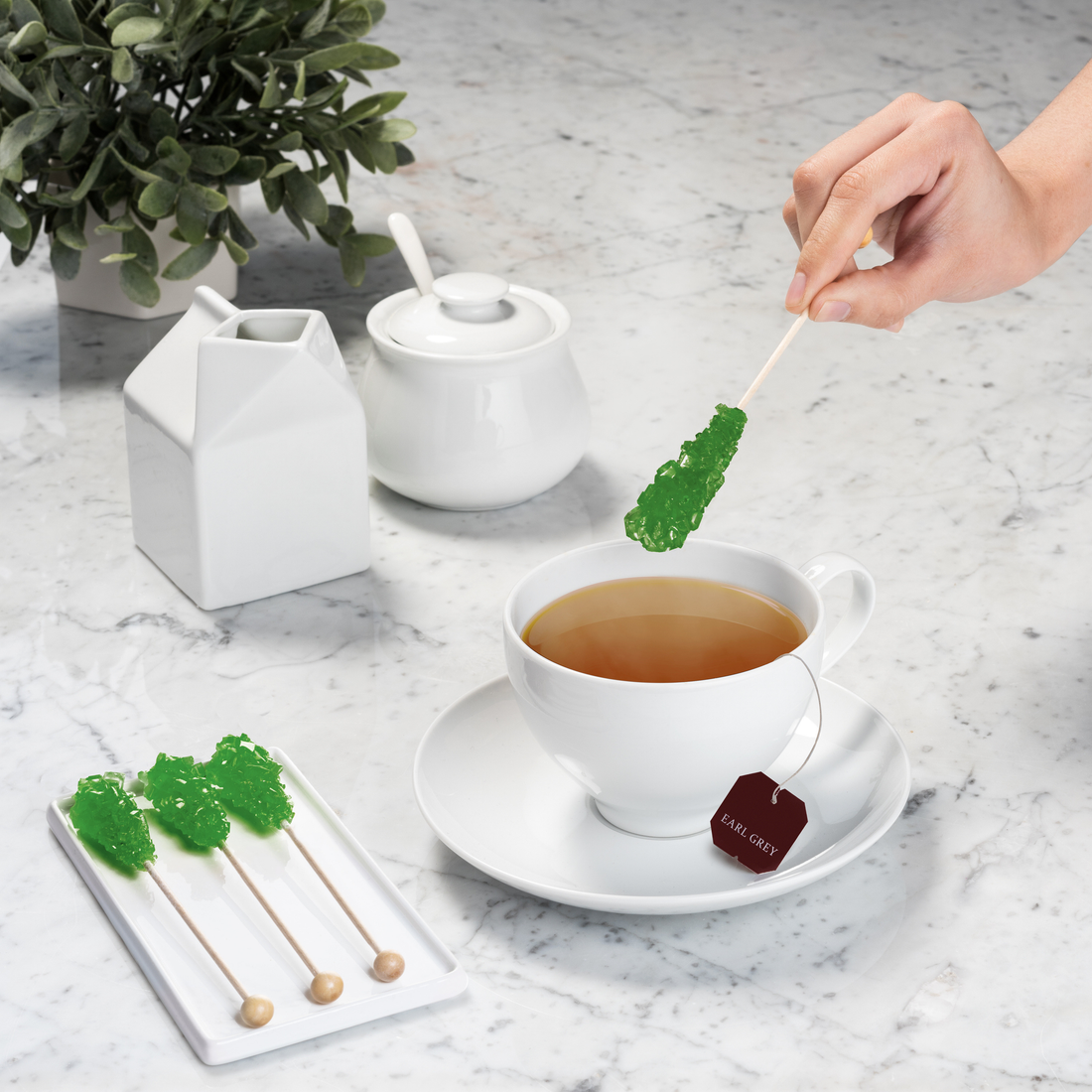 Green Mini Rock Candy Sugar Sticks - Lime Flavor