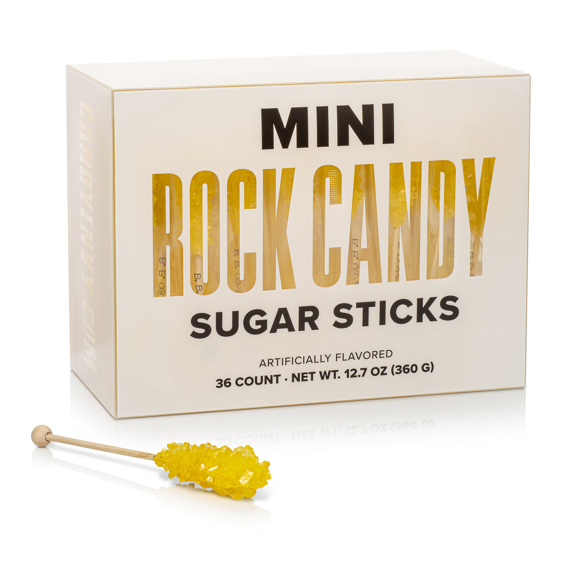 Yellow Mini Rock Candy Sugar Sticks - Lemon Flavor