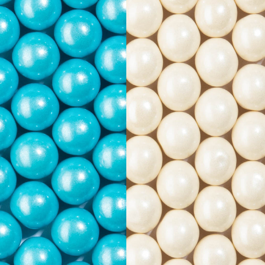 Shimmer Light Blue & Shimmer White 1 inch Round Gumballs