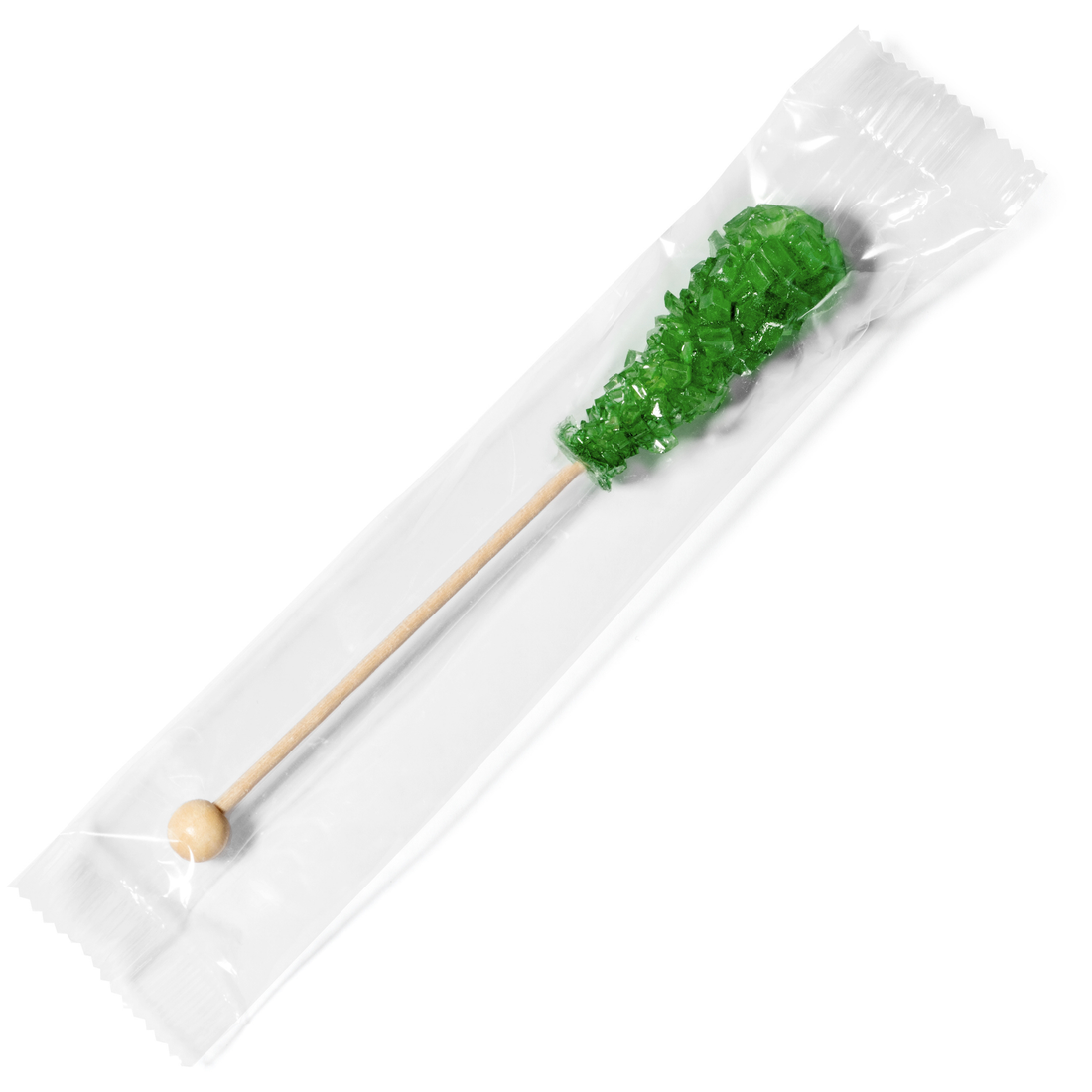 Green Mini Rock Candy Sugar Sticks - Lime Flavor