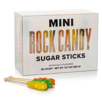 Citrus Combo Mini Rock Candy Sugar Sticks - Orange, Lime, Lemon Flavor