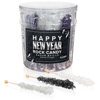 Silver Happy New Year Rock Candy Sugar Sticks