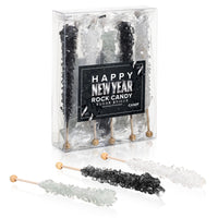 Silver Happy New Year Rock Candy Sugar Sticks