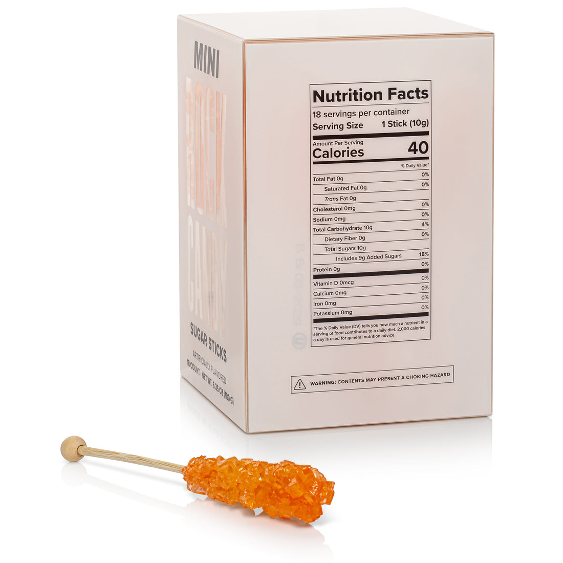 Orange Mini Rock Candy Sugar Sticks - Orange Flavor