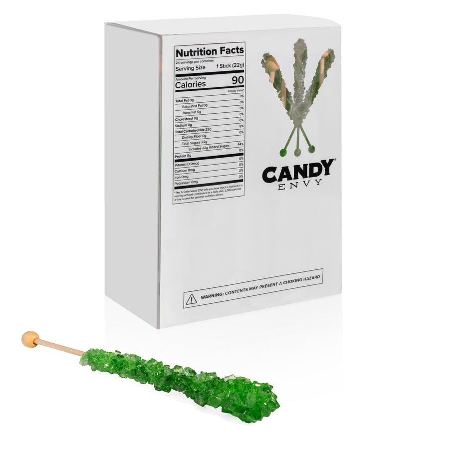 Green Rock Candy Sugar Sticks - Green Apple Flavor