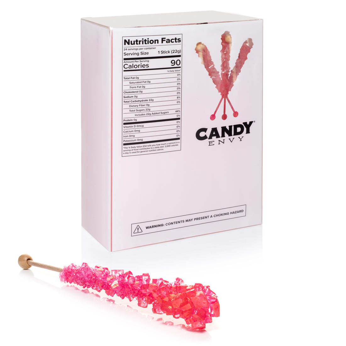 Pink Rock Candy Sugar Sticks - Cherry Flavor