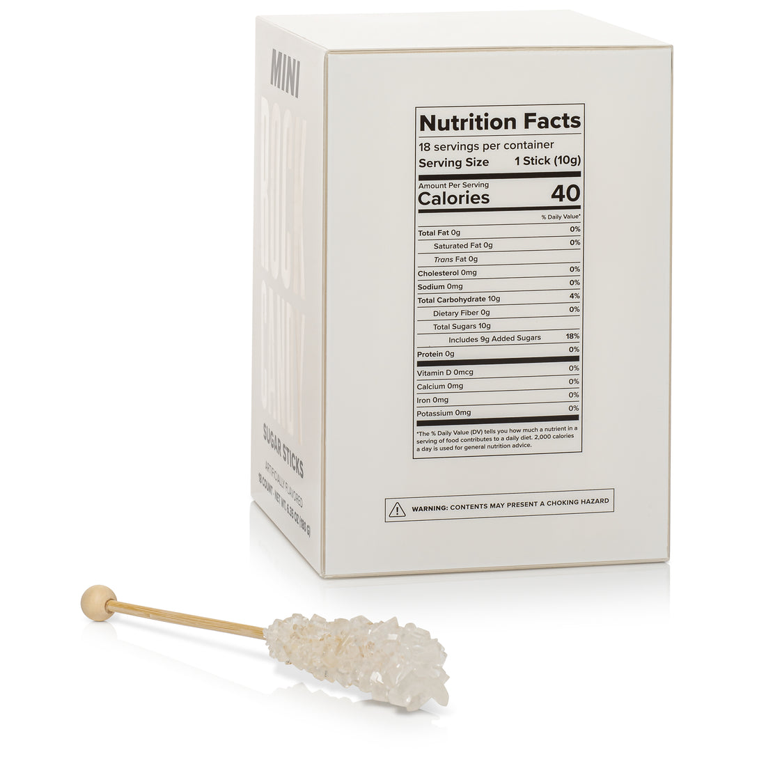 White Mini Rock Candy Sugar Sticks - Original Sugar Flavor