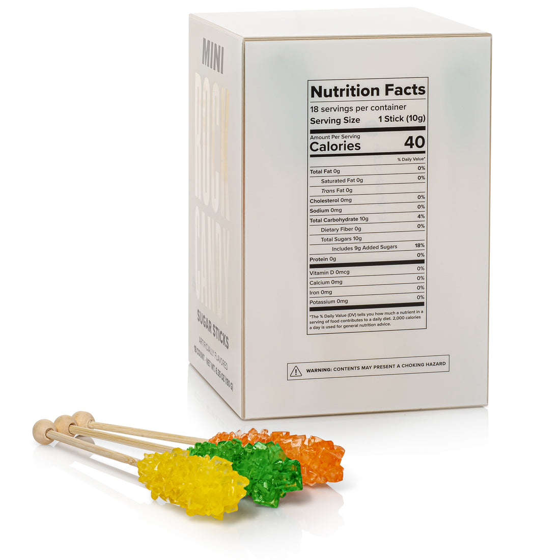 Citrus Combo Mini Rock Candy Sugar Sticks - Orange, Lime, Lemon Flavor