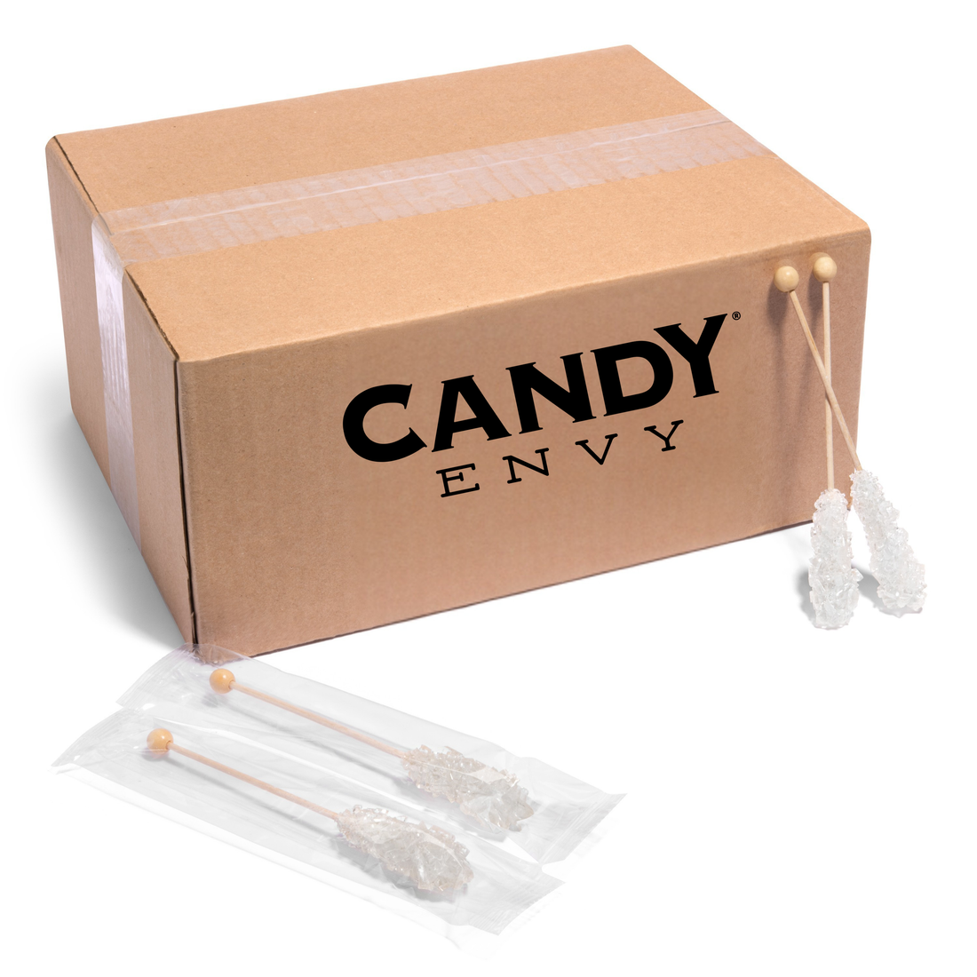 White Mini Rock Candy Sugar Sticks - Original Sugar Flavor