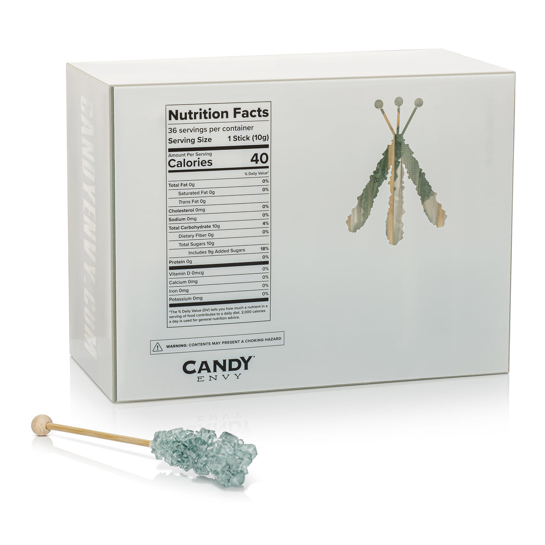 Silver Mini Rock Candy Sugar Sticks - Original Sugar Flavor