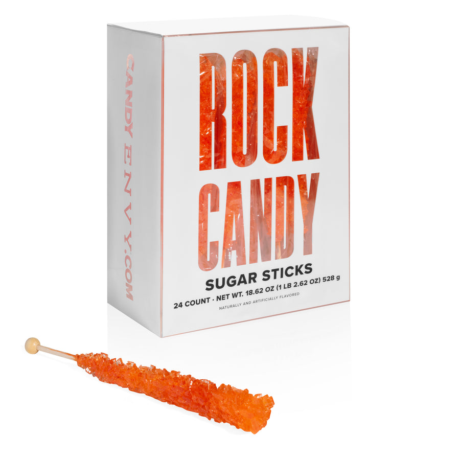 Orange Rock Candy Sugar Sticks - Orange Flavor