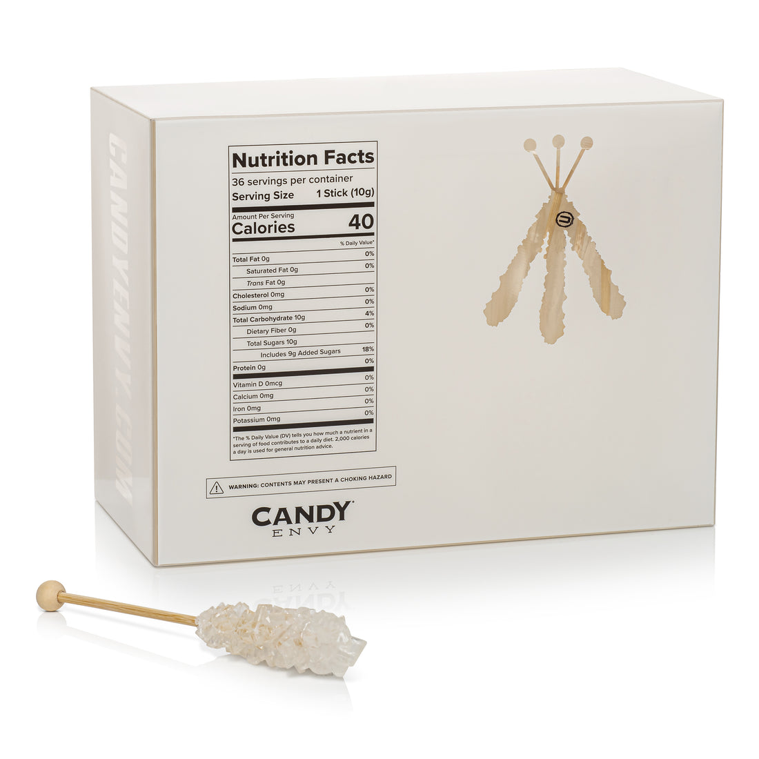 White Mini Rock Candy Sugar Sticks - Original Sugar Flavor