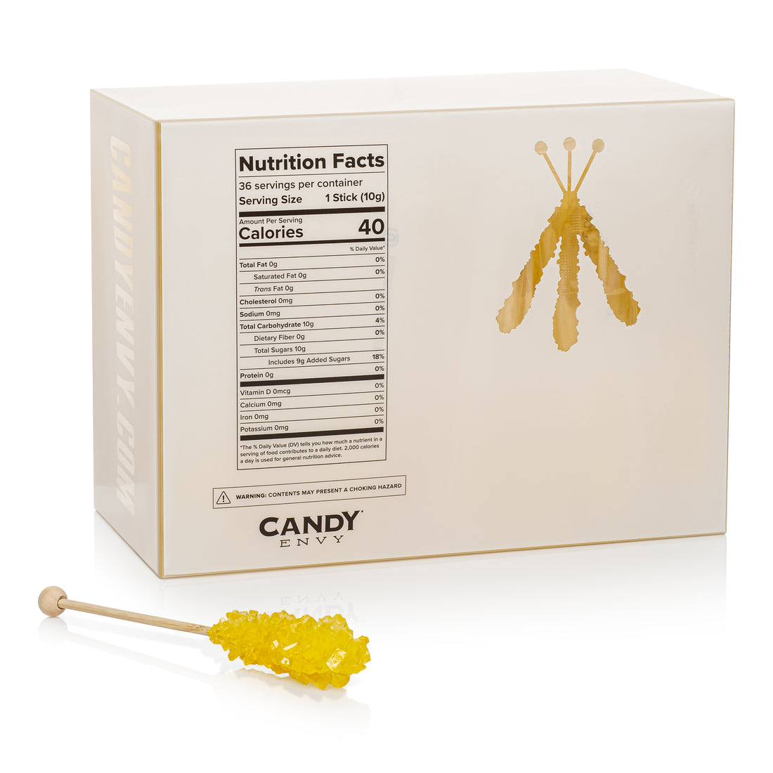 Yellow Mini Rock Candy Sugar Sticks - Lemon Flavor