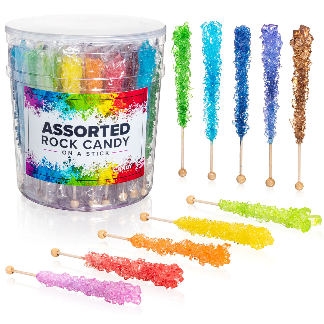Assorted Colors Rock Candy Crystal Sticks - Assorted Flavors