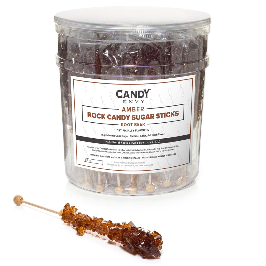 Amber Rock Candy Sugar Sticks - Root Beer Flavor