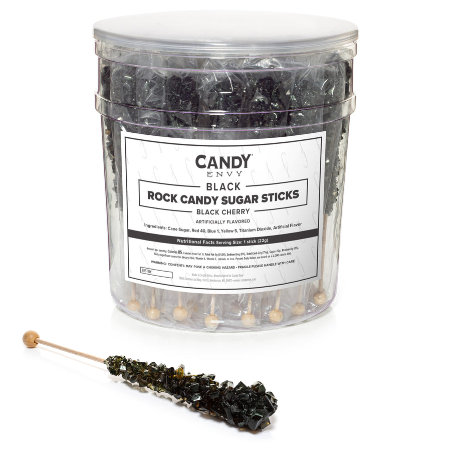 Black Rock Candy Sugar Sticks - Black Cherry Flavor