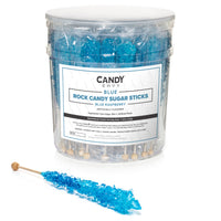 Blue Rock Candy Sugar Sticks - Blue Raspberry Flavor