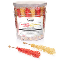 Gold and Red Rock Candy Sugar Sticks - Original Sugar and Strawberry Flavored