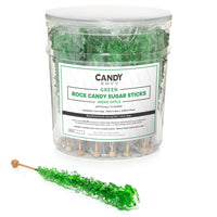 Green Rock Candy Sugar Sticks - Green Apple Flavor