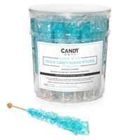 Light Blue Rock Candy Sugar Sticks - Cotton Candy Flavor