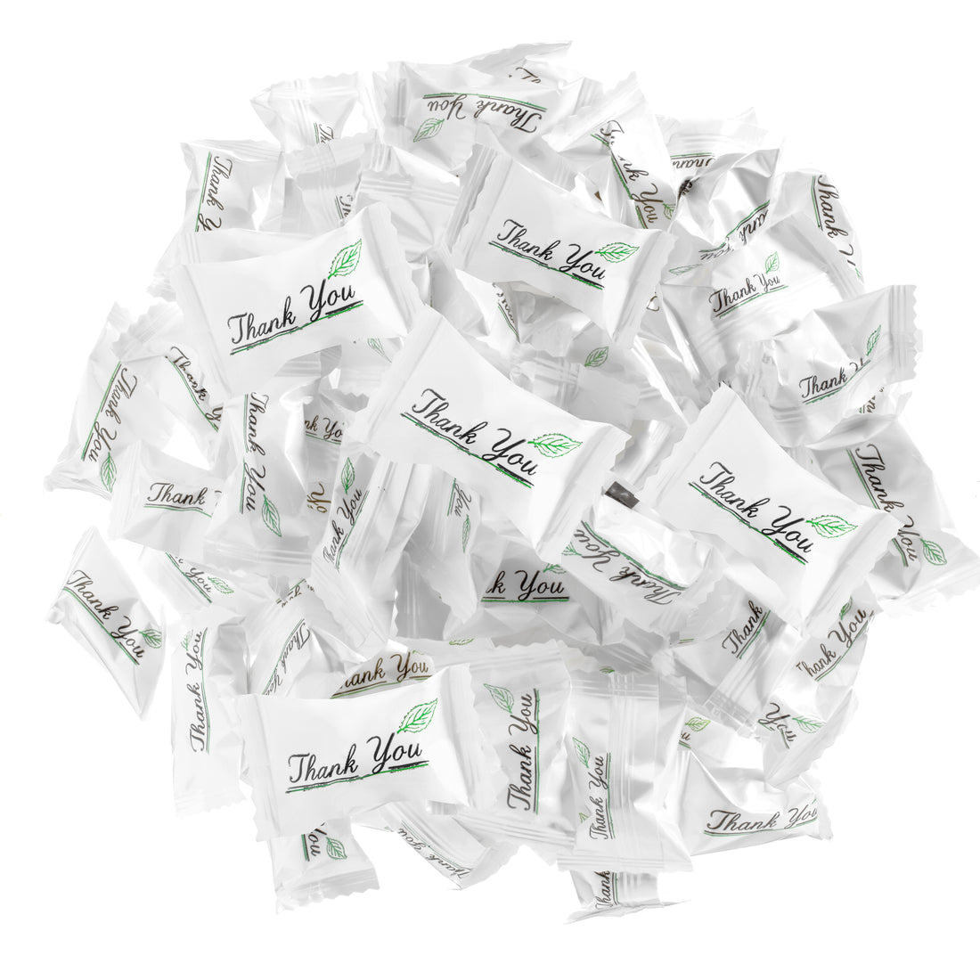 'Thank You' with Green Leaf Accent Buttermints