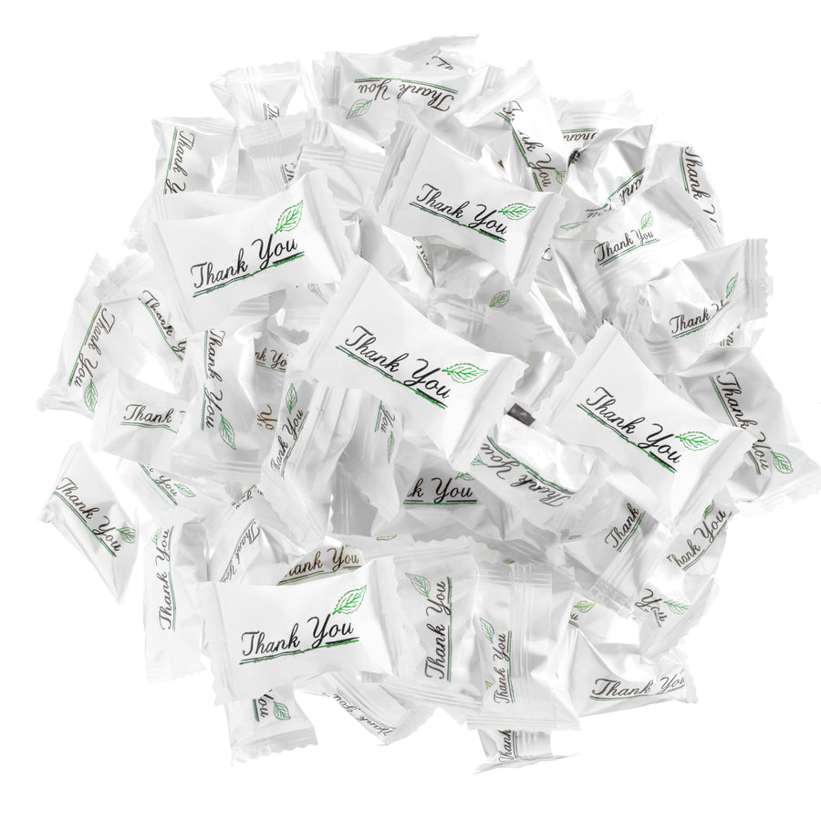 'Thank You' with Green Leaf Accent Buttermints
