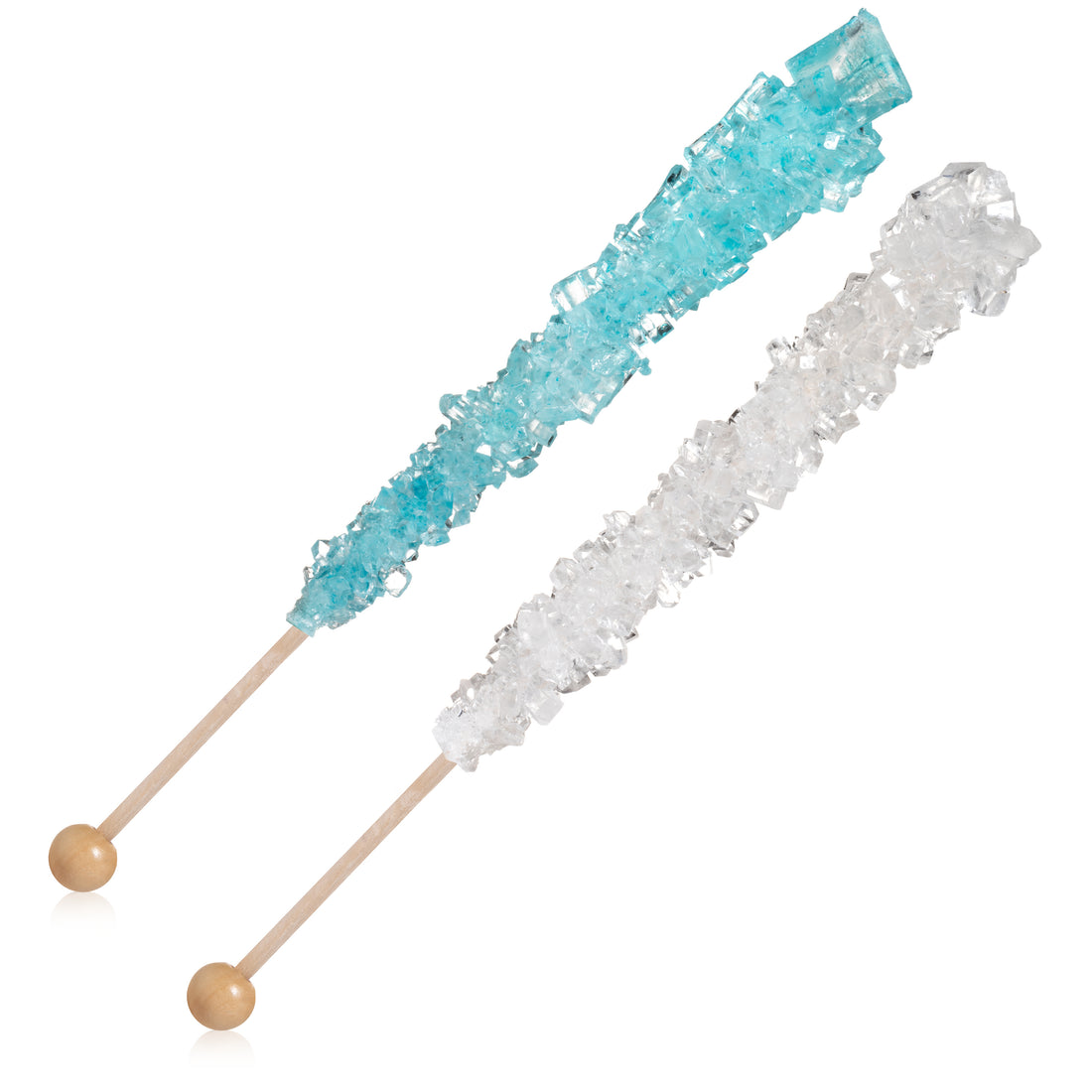 Light Blue & White Rock Candy Sugar Sticks - Cotton Candy and Original Sugar Flavors