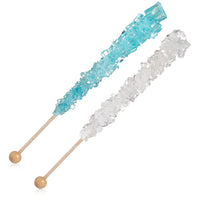 Light Blue & White Rock Candy Sugar Sticks - Cotton Candy and Original Sugar Flavors